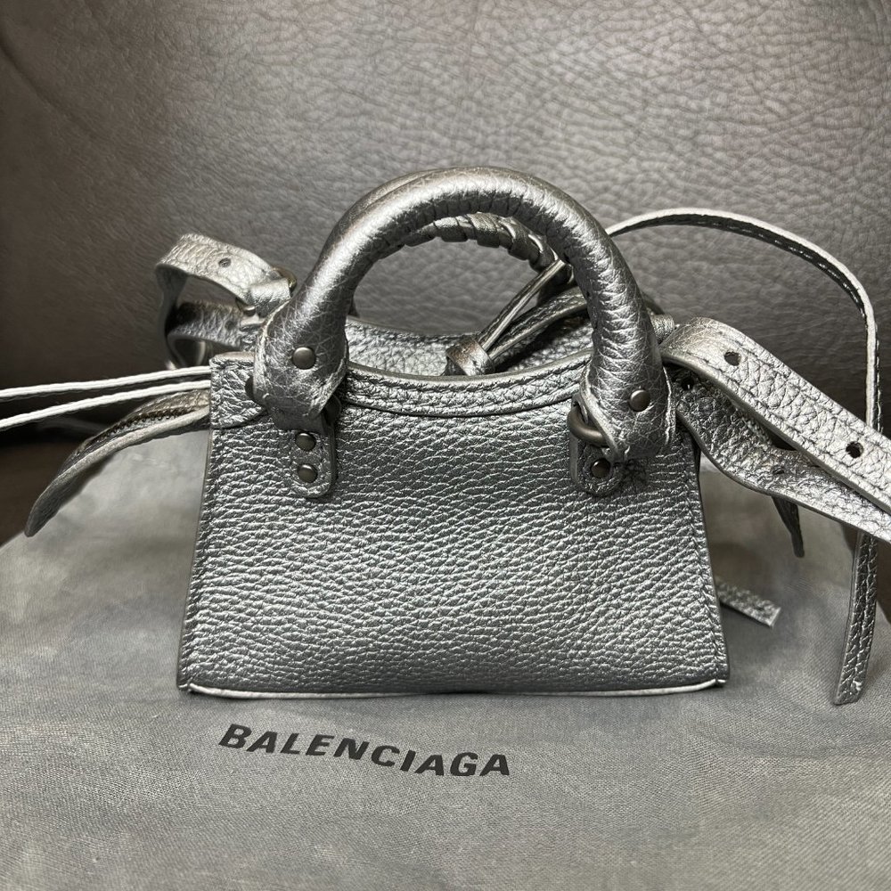 Balenciaga Nano Sized Crossbody NeoClassic Mini Bag Silver - Like New - Picture 4 of 13